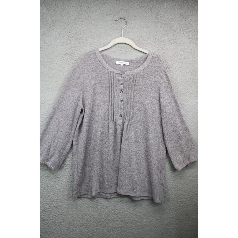 Rose & Olive 3/4 Puff Sleeve Button Tunic-Size Large-Lagenlook-BOHO